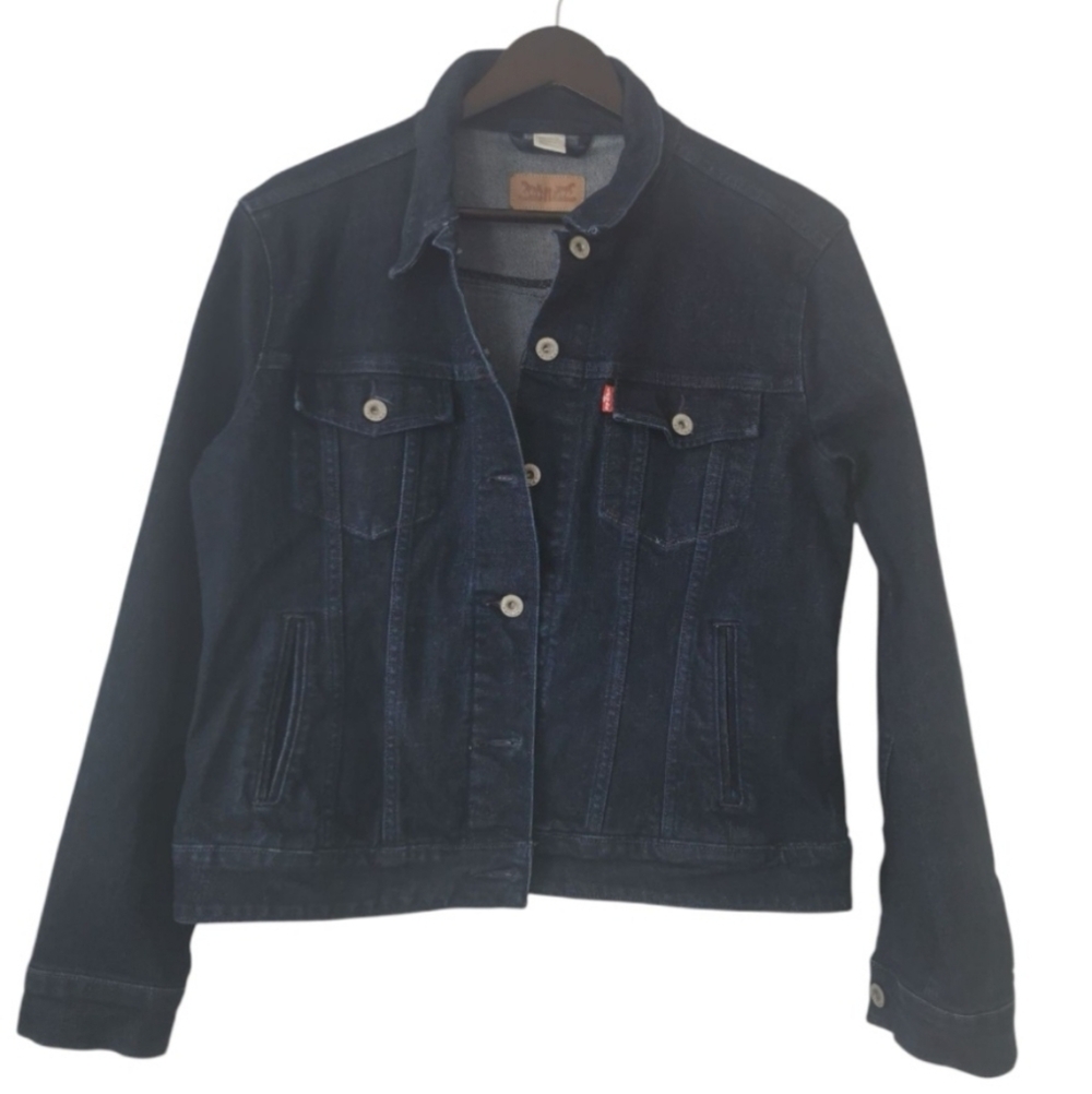 Levis Extra Large Denim Front Pockets Button Up Biker Jacket Cotton